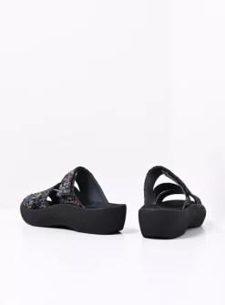 Aporia - zwart/multi flower nubuck