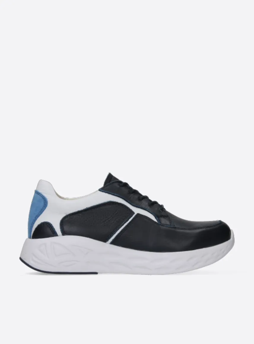 Bounce - wit/blauw combi leer