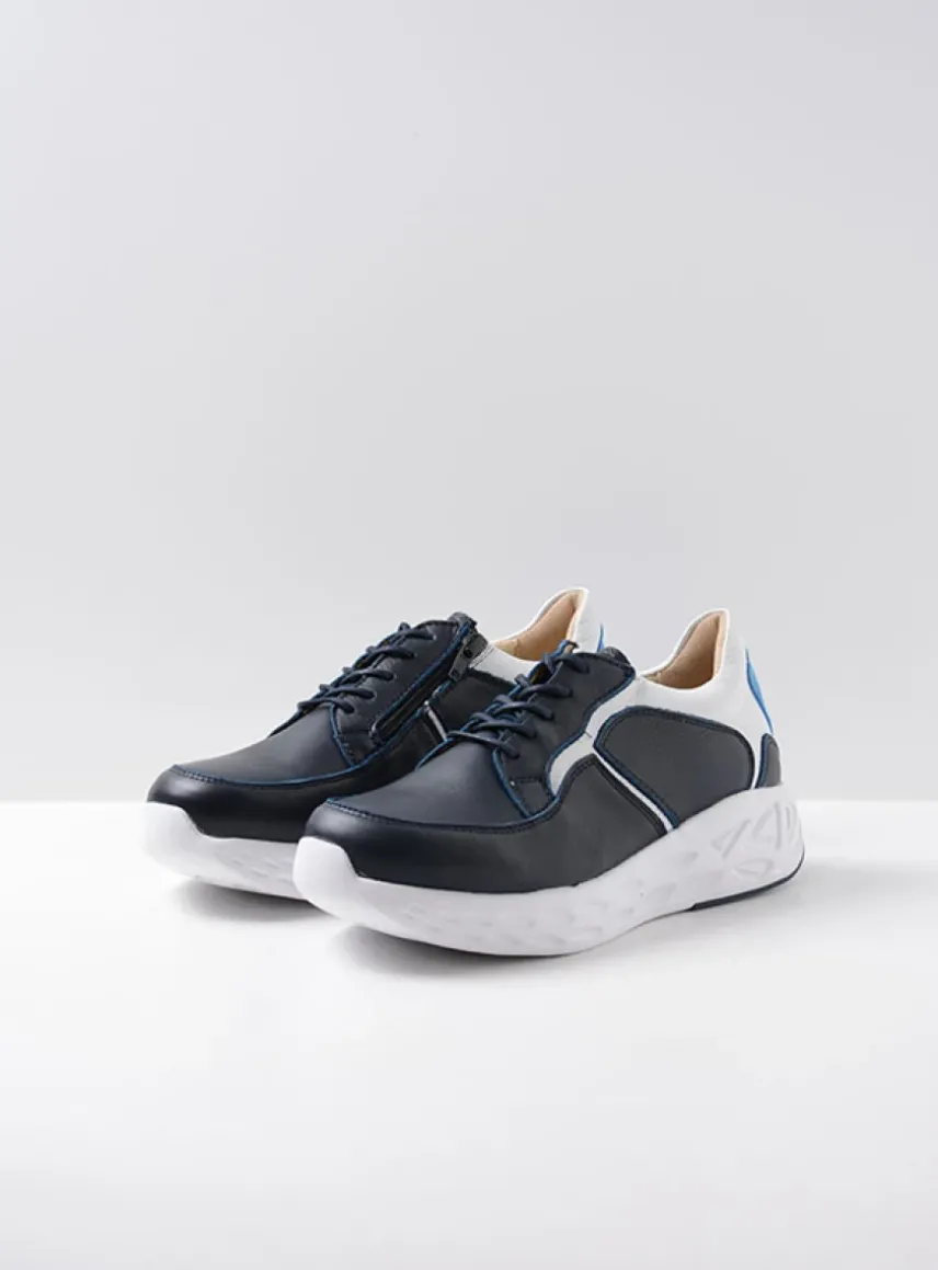 Bounce - wit/blauw combi leer