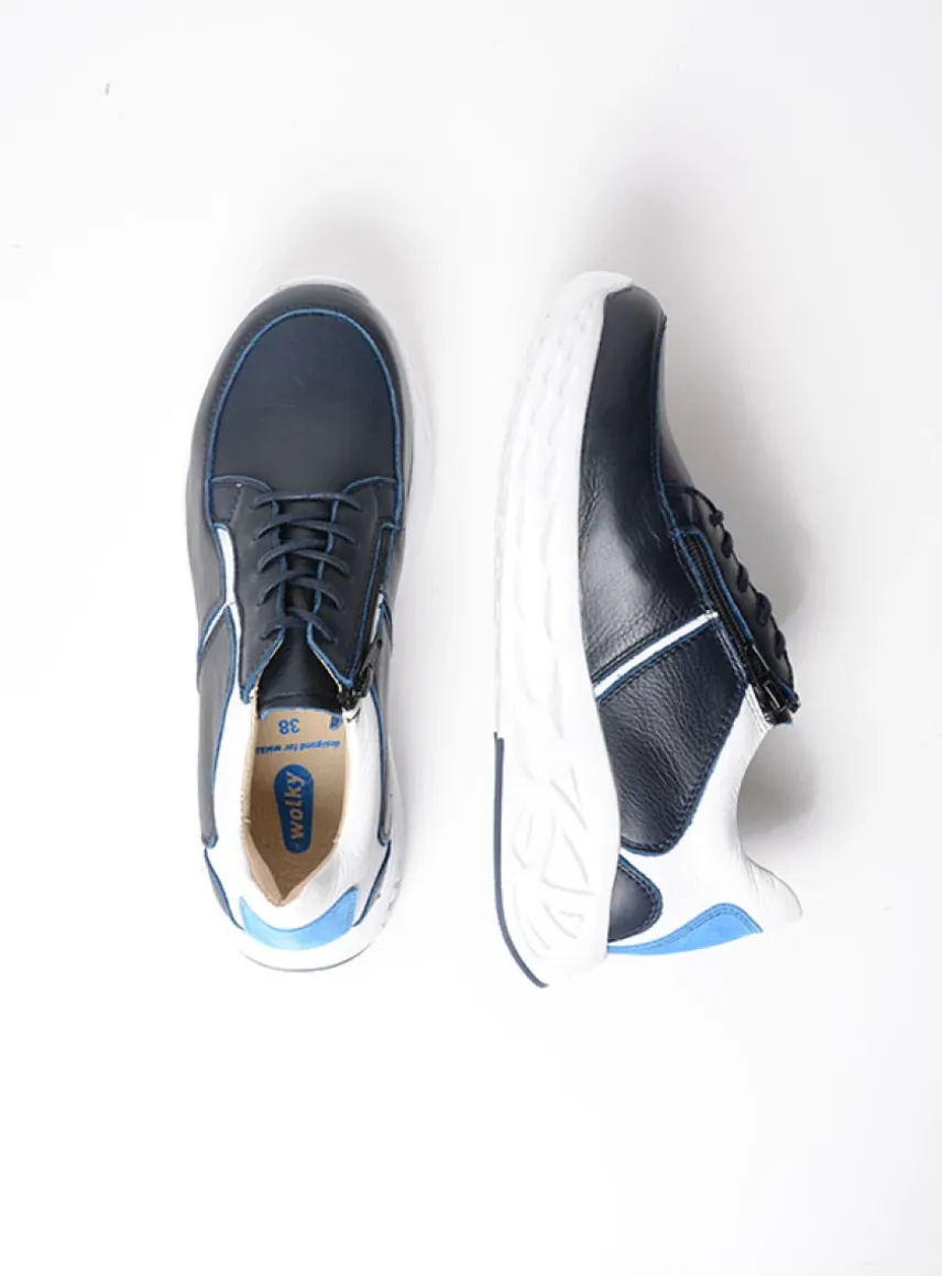 Bounce - wit/blauw combi leer