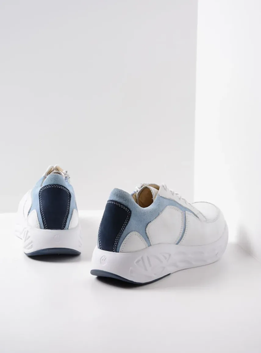 Bounce - wit/blauw leer