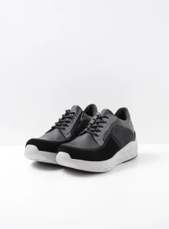 Bounce - zwart combi leer