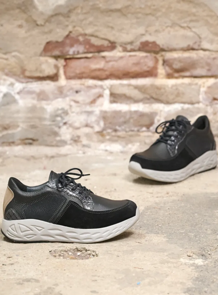 Bounce - zwart combi leer