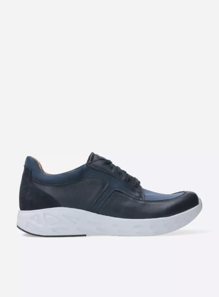 Bounce Men S2F - denim combi stretch leer