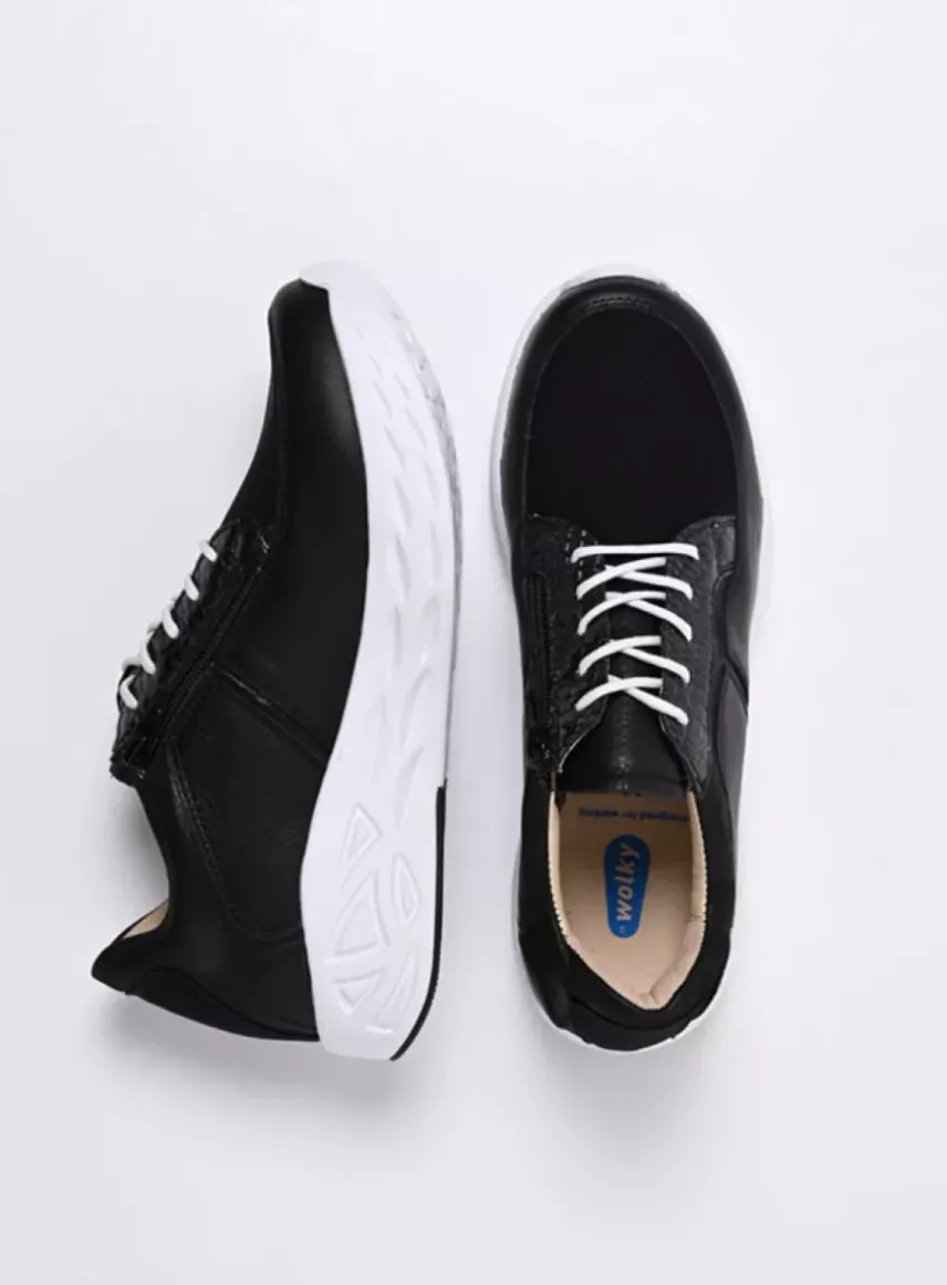 Bounce S2F - zwart/wit combi stretch leer
