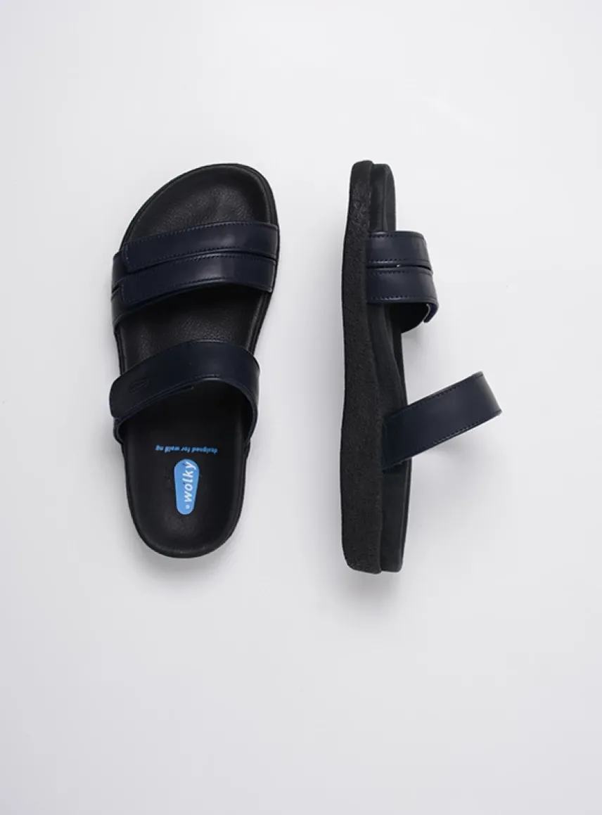 Cirrus - donkerblauw leer