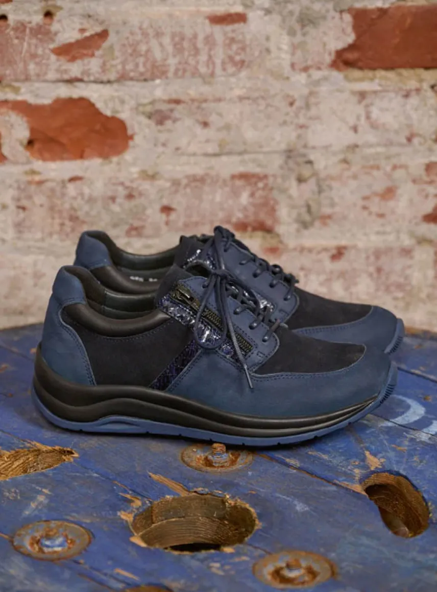 Comrie - blauw combi leer
