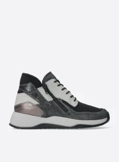 Crown S2F - zwart/gebroken wit stretchleer