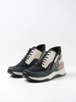 Crown S2F - zwart/gebroken wit stretchleer
