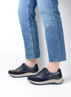 Cupar - blauw combi leer