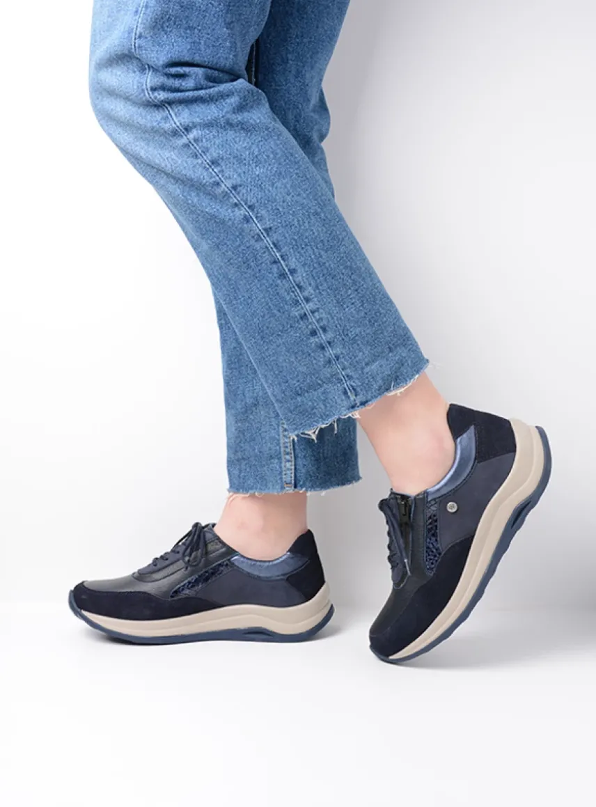 Cupar - blauw combi leer