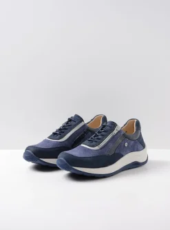 Cupar - denim combi leer