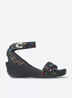 Era - zwart/multi flower nubuck