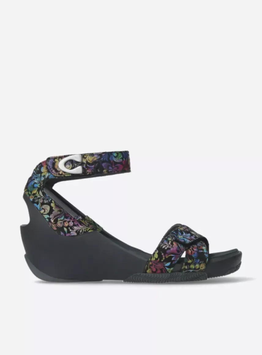 Era - zwart/multi flower nubuck