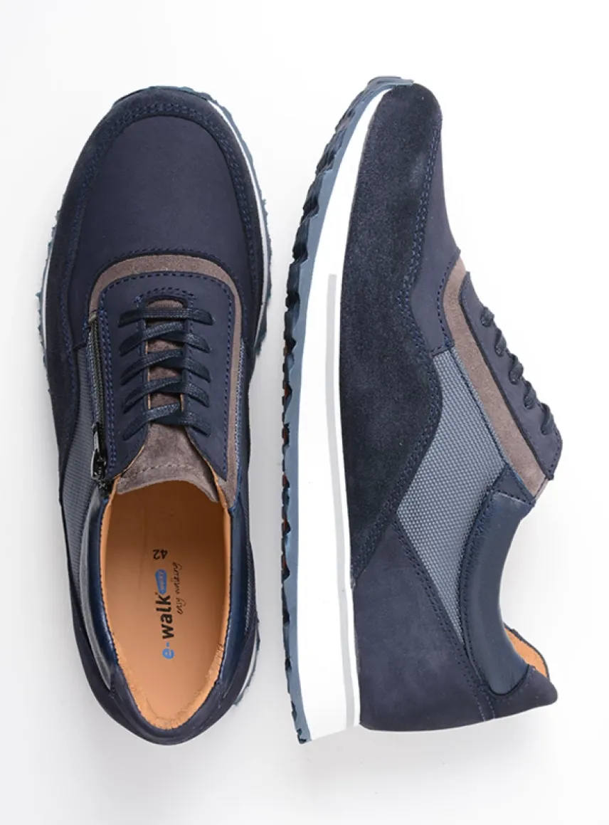 e-Runner - blauw combi leer