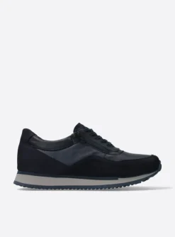 e-Runner - marineblauw combi leer