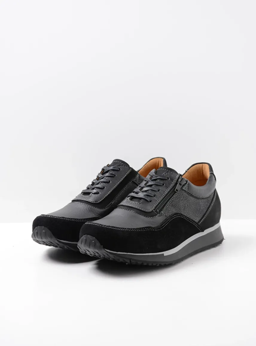e-Runner - zwart combi leer