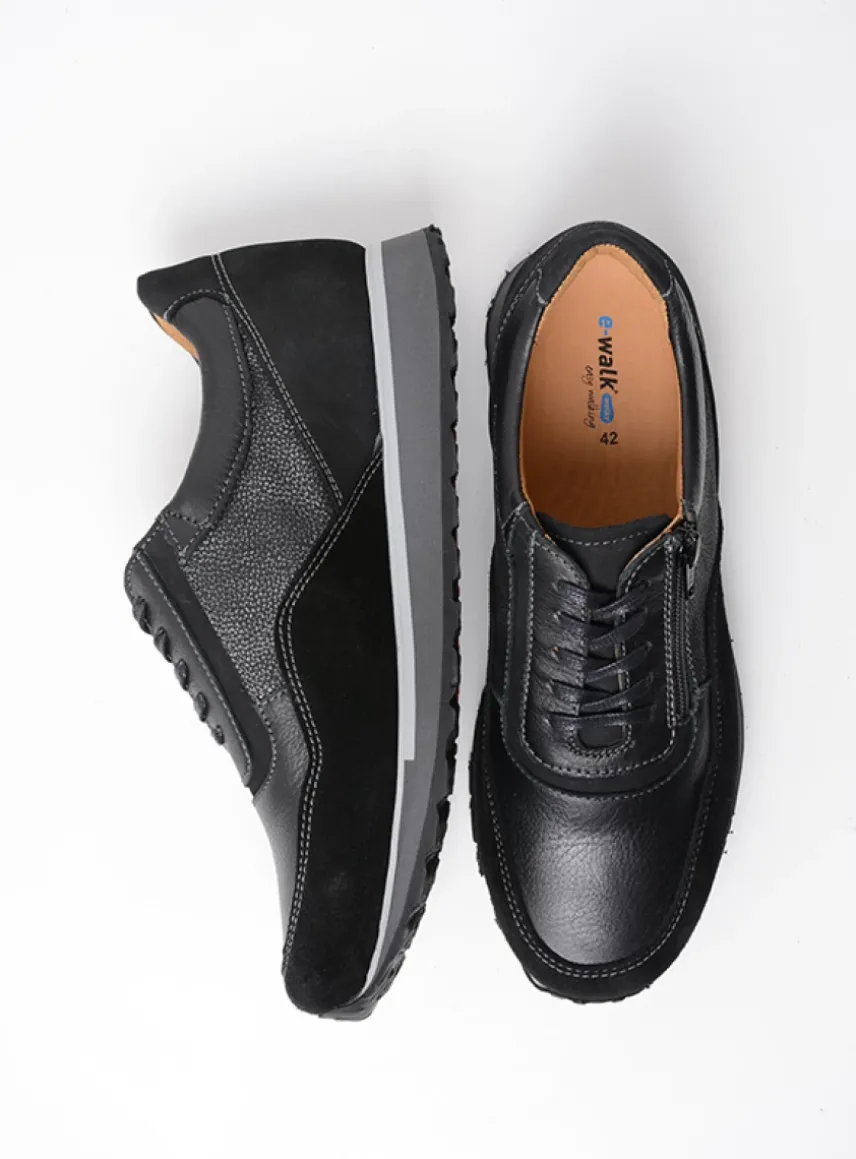 e-Runner - zwart combi leer