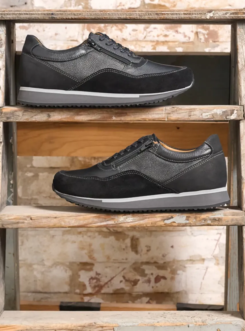 e-Runner - zwart combi leer