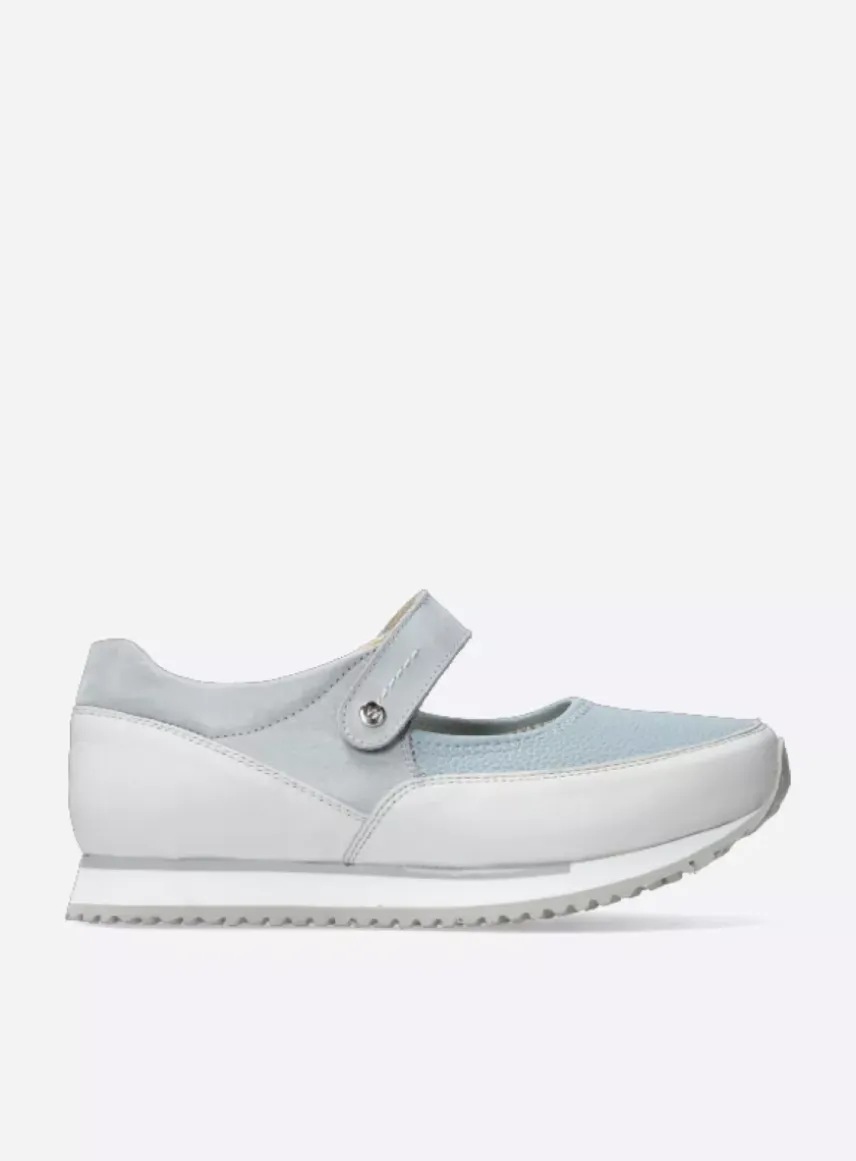 e-Step - blauw combi stretch leer