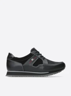 e-Walk - zwart combi stretch leer