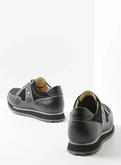 e-Walk - zwart combi stretch leer