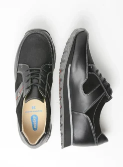 e-Walk - zwart combi stretch leer