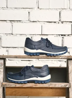 Fly - blauw leer