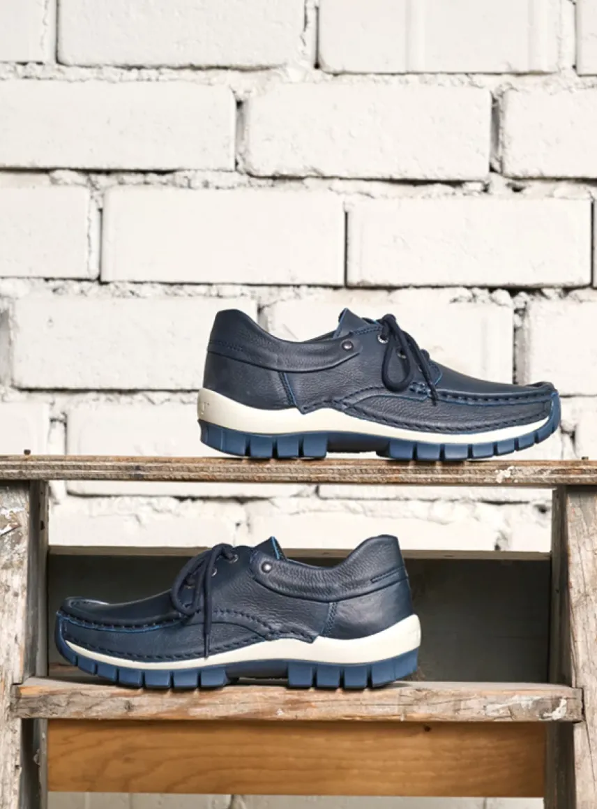 Fly - blauw leer