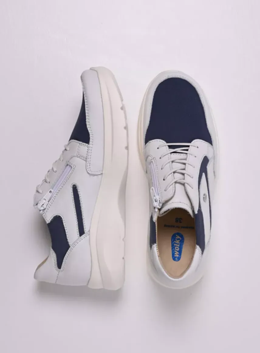 Impact S2F - wit/jeans combi stretch leer
