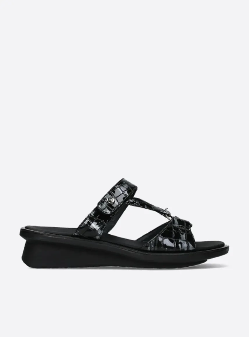 Isa - antraciet croco lakleer