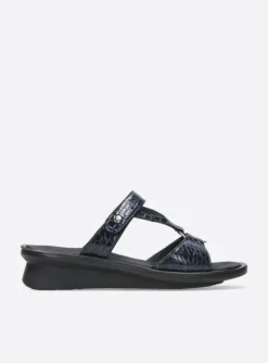 Isa - blauw crocolook lakleer