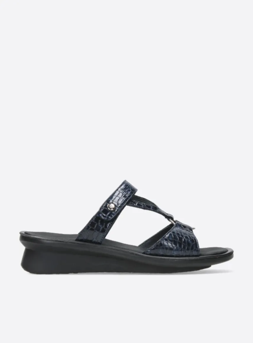 Isa - blauw crocolook lakleer