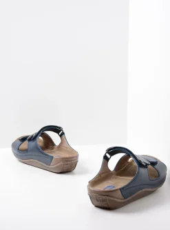 Jasper - blauw geolied leer
