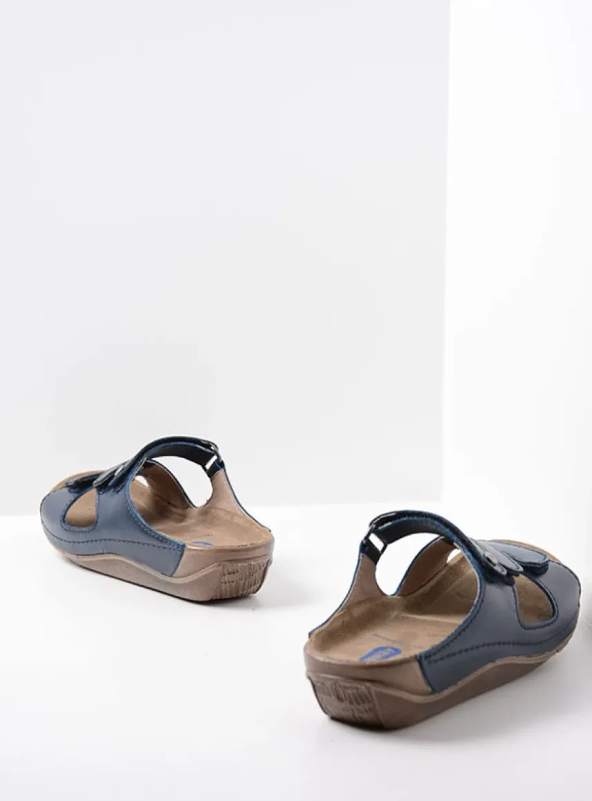 Jasper - blauw geolied leer