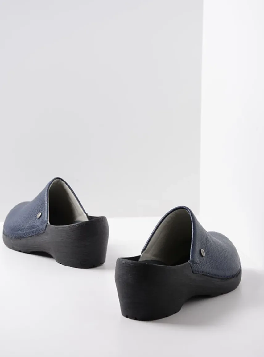 Multi Clog - blauw leer