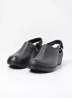Multi Strap Clog - zwart leer