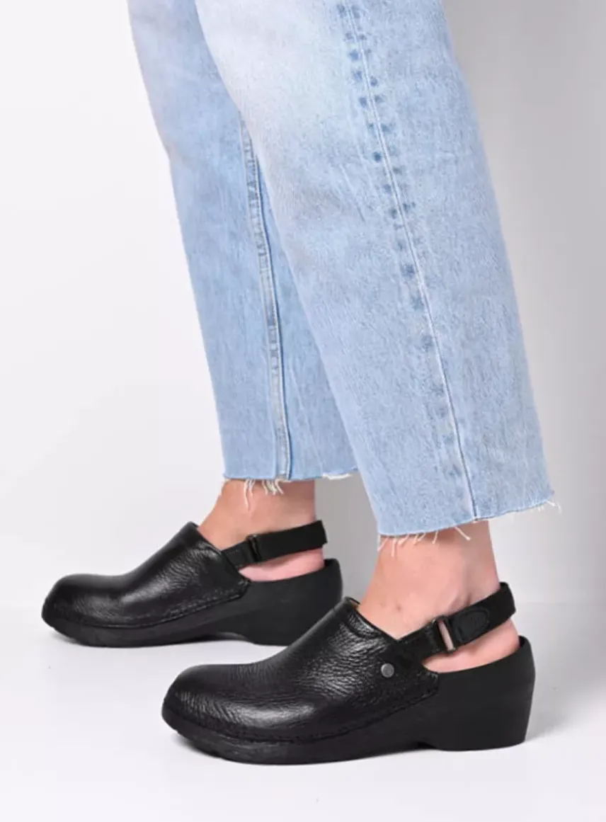 Multi Strap Clog - zwart leer