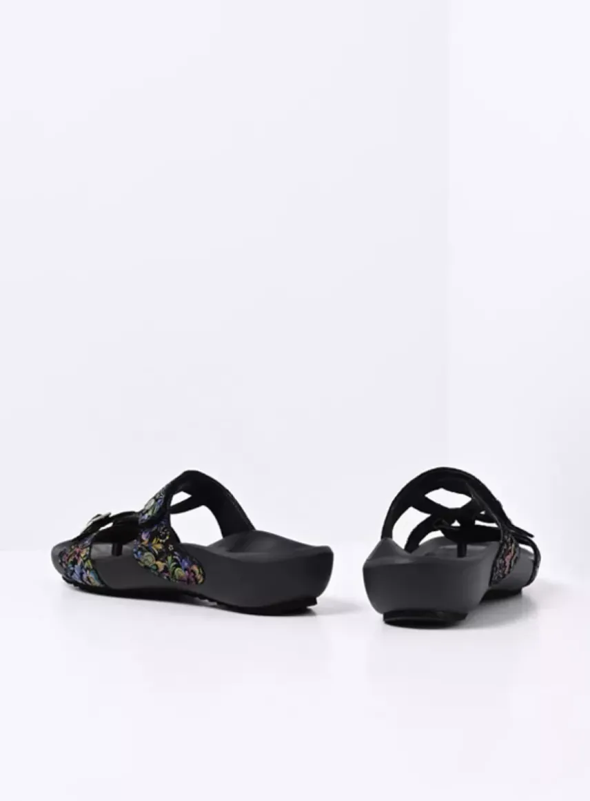 O'Connor - zwart/multi flower nubuck