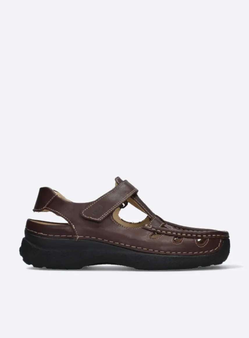 Roll Sandal Men - bruin leer
