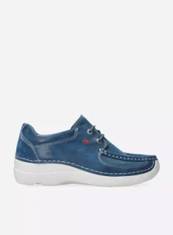 Roll Shoe - blauw effectleer