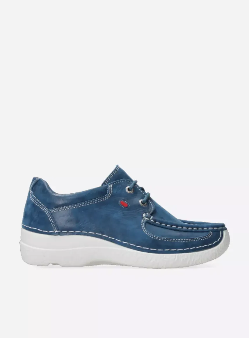 Roll Shoe - blauw effectleer