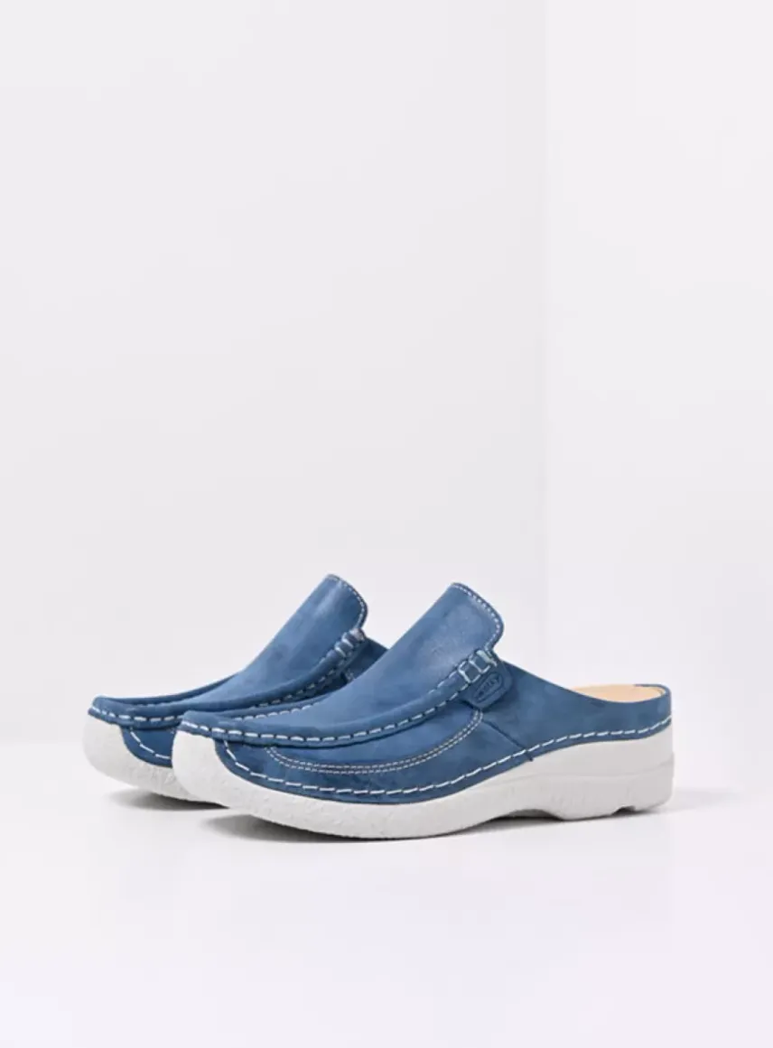 Roll Slide - blauw effectleer