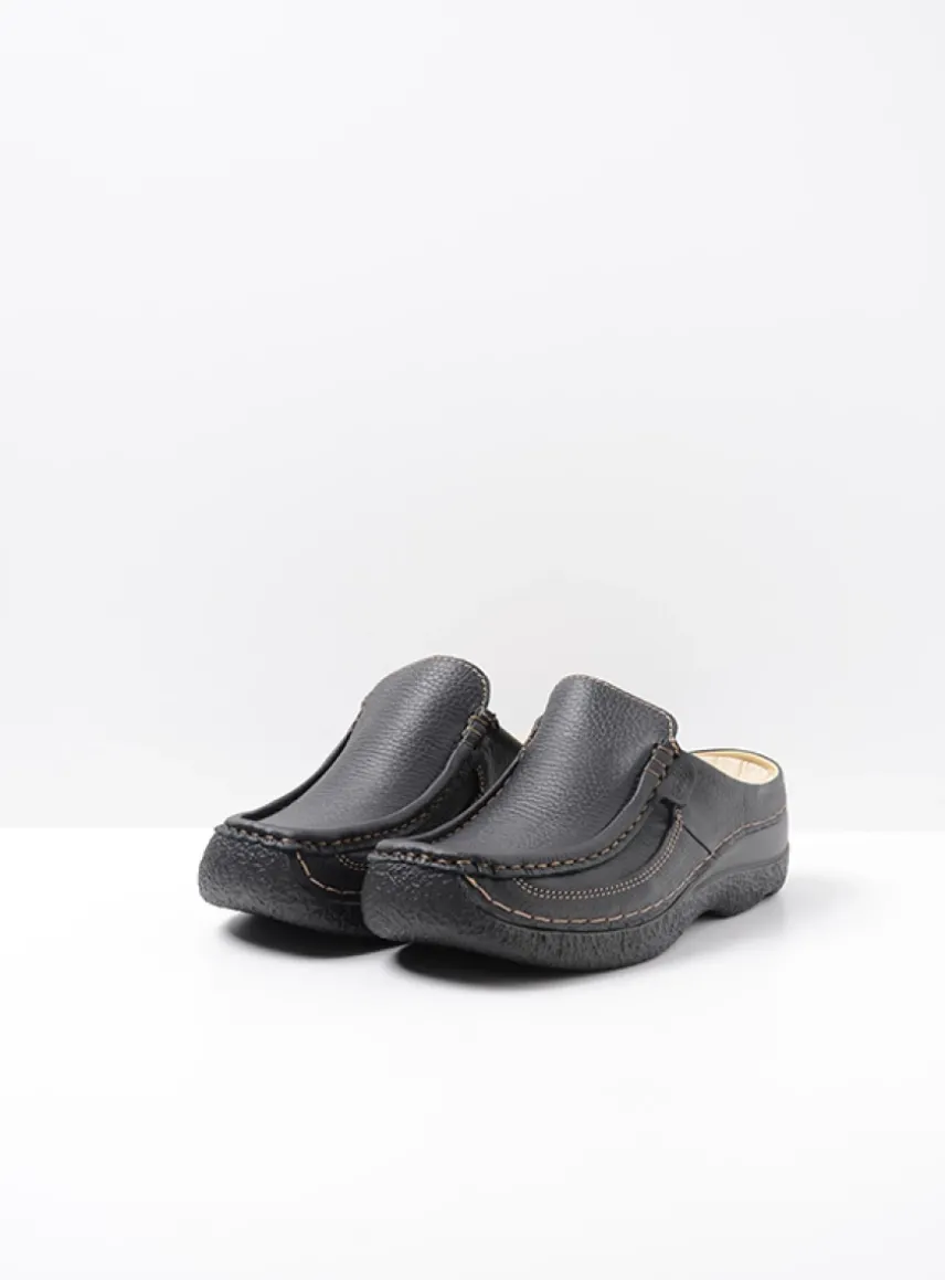Roll Slide - zwart leer