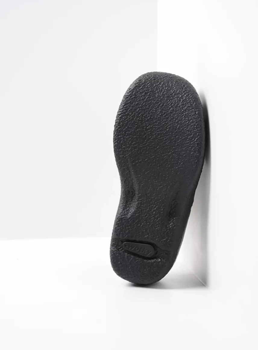 Roll Slide - zwart leer