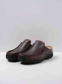 Roll Slide men - bruin leer