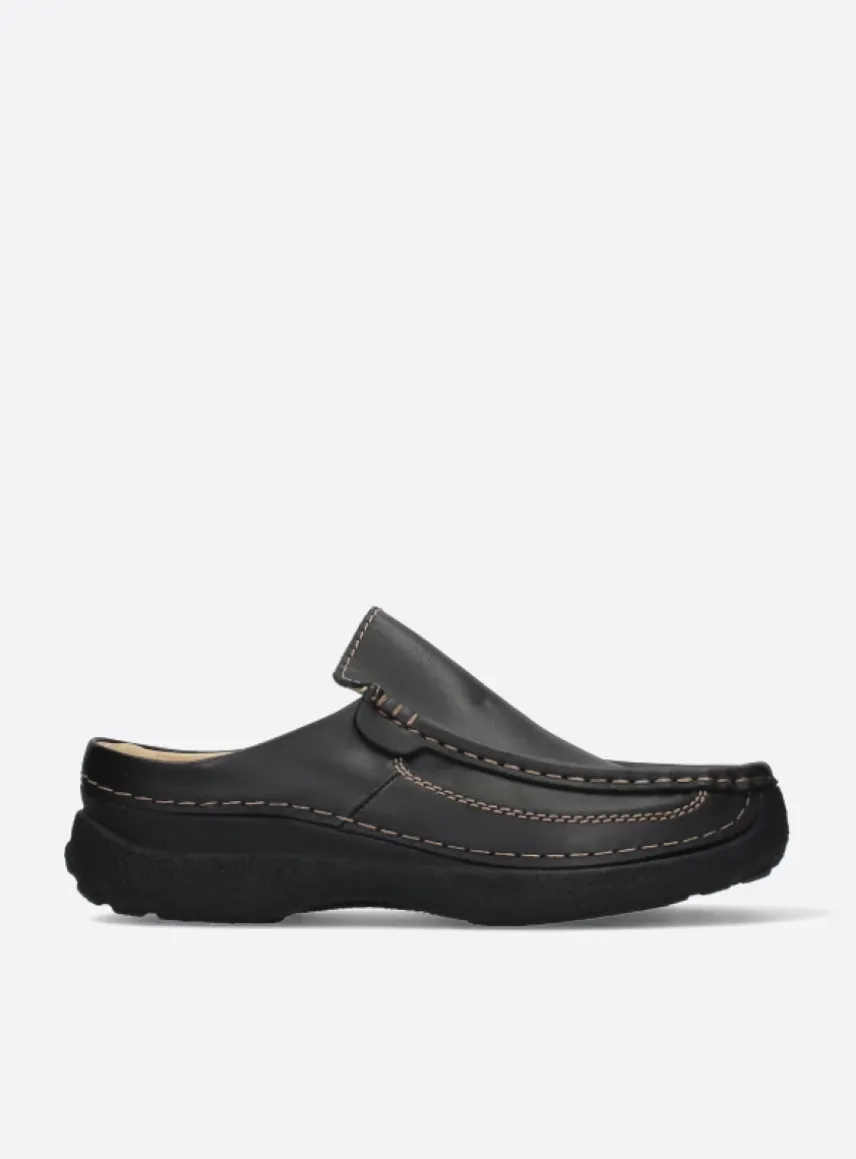 Roll Slide men - zwart leer