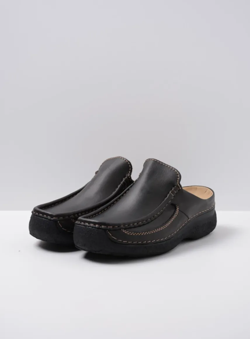 Roll Slide men - zwart leer