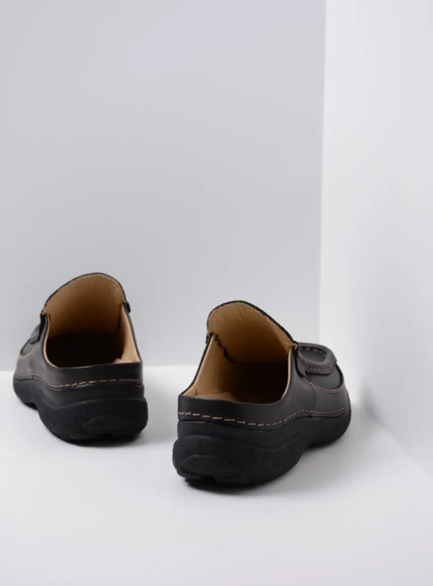 Roll Slide men - zwart leer