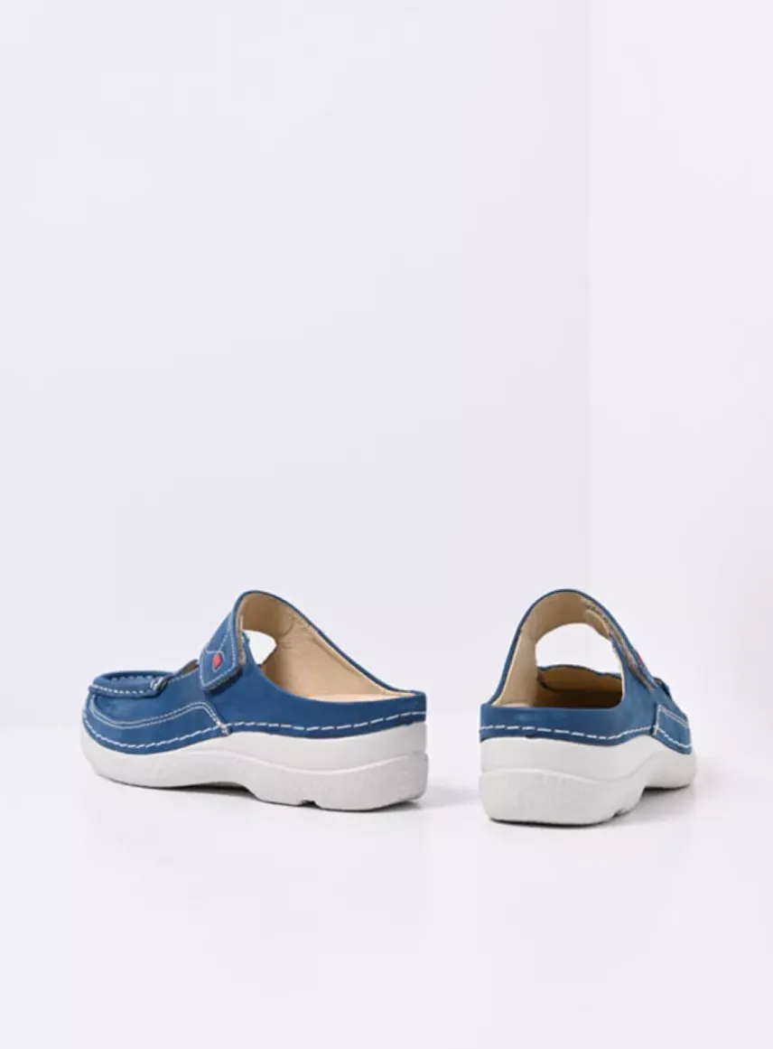 Roll Slipper - blauw effectleer